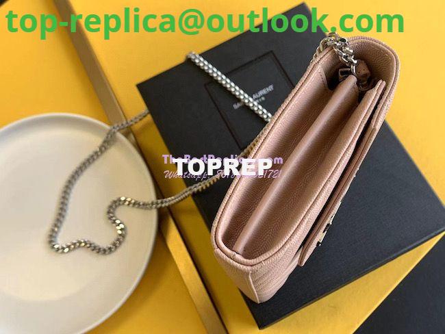 Replica YSL Saint Laurent Monogram Chain Wallet Grain De Poudre Rose in Silver Hardware 5 Replica YSL Saint Laurent Monogram Chain Wallet Grain De Poudre Rose in Silver Hardware 5