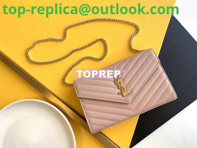 Replica YSL Saint Laurent Monogram Chain Wallet Grain De Poudre Rose in Silver Hardware 9 Replica YSL Saint Laurent Monogram Chain Wallet Grain De Poudre Rose in Silver Hardware 9