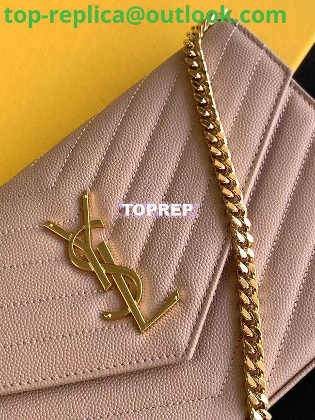 Replica YSL Saint Laurent Monogram Chain Wallet Grain De Poudre Rose in Silver Hardware 10 Replica YSL Saint Laurent Monogram Chain Wallet Grain De Poudre Rose in Silver Hardware 10