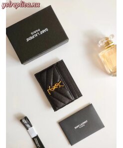Replica YSL Cassandre MatelassÉ Card Holder Case In Grain De Poudre Embossed Leather Black Replica YSL Cassandre MatelassÉ Card Holder Case In Grain De Poudre Embossed Leather Black