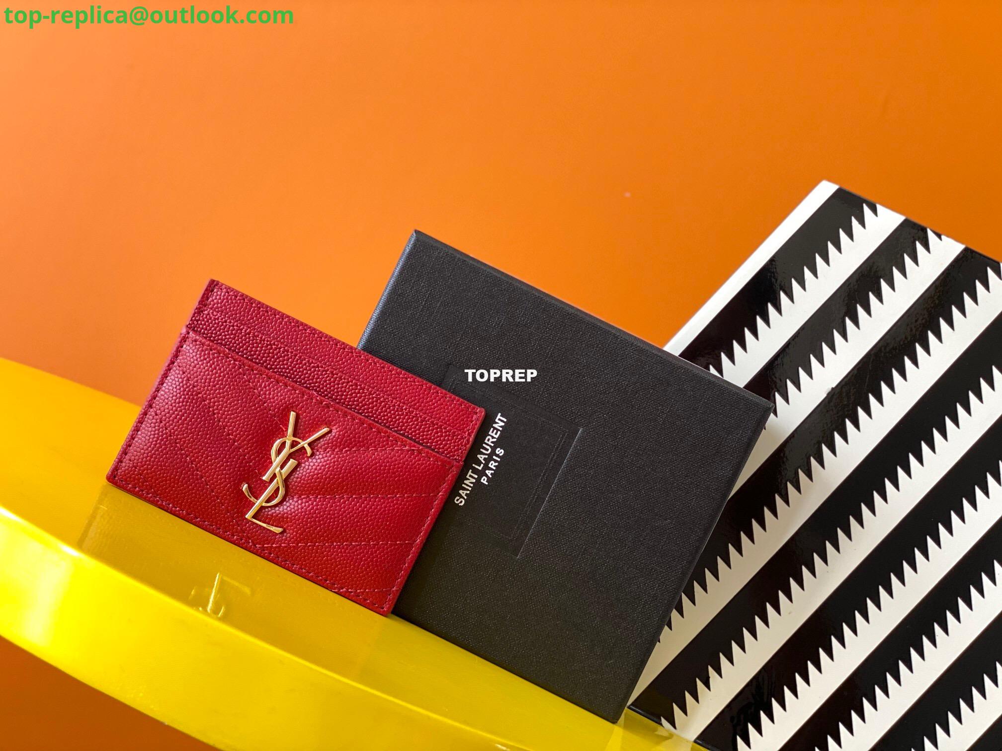 Replica YSL Cassandre MatelassÉ Card Holder Case In Grain De Poudre Embossed Leather Red Replica YSL Cassandre MatelassÉ Card Holder Case In Grain De Poudre Embossed Leather Red