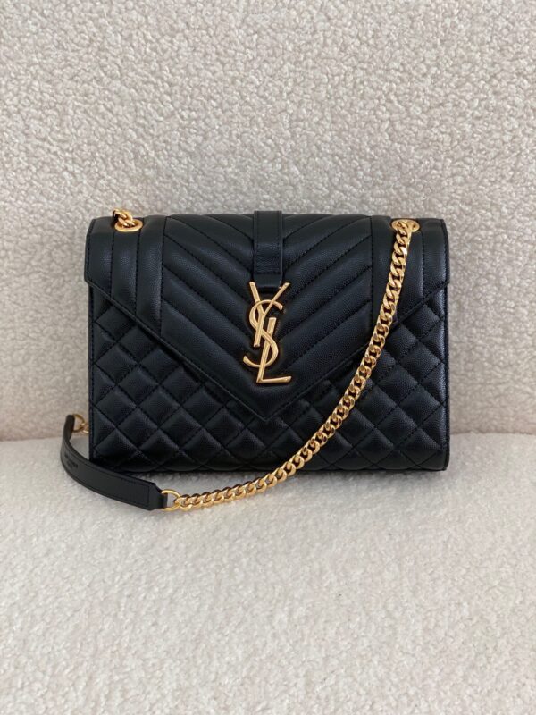 Replica YSL Fake Saint Laurent 80’s Vanity Bag In Black Quilted Grained Leather 18