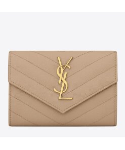 Replica Saint Laurent Cassandre Small Envelope Wallet in Beige Matelasse Leather 2