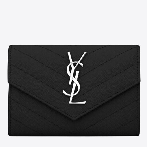 Replica Saint Laurent Cassandre Small Envelope Wallet in Noir Matelasse Leather