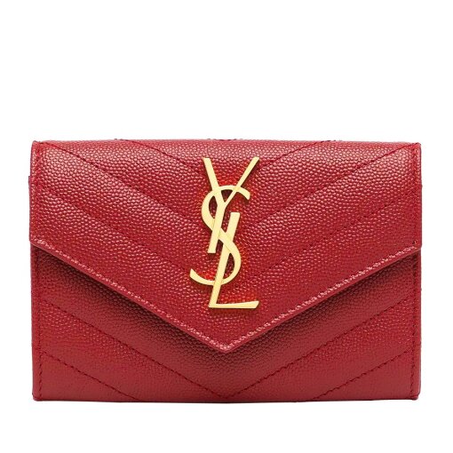 Replica Saint Laurent Cassandre Small Envelope Wallet in Red Matelasse Leather