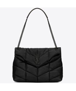 Replica Saint Laurent Puffer Medium Chain All Black Bag In Lambskin