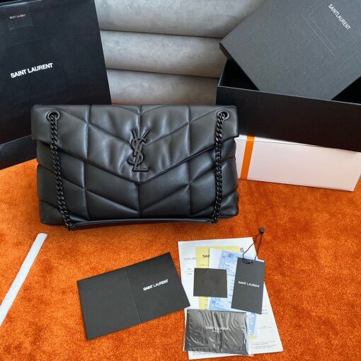 Replica Saint Laurent Puffer Medium Chain All Black Bag In Lambskin 3