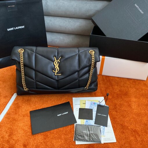 Replica Saint Laurent Puffer Medium Chain Bag In Black Lambskin 4