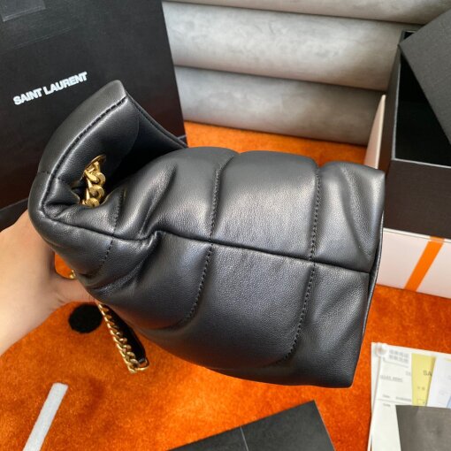 Replica Saint Laurent Puffer Medium Chain Bag In Black Lambskin 5