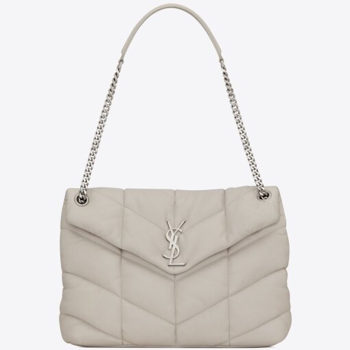 Replica Saint Laurent Puffer Medium Chain Bag In Ivory Lambskin 2