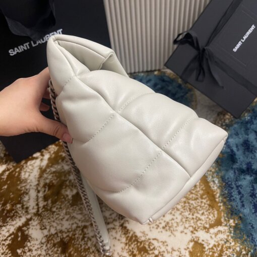 Replica Saint Laurent Puffer Medium Chain Bag In Ivory Lambskin 3