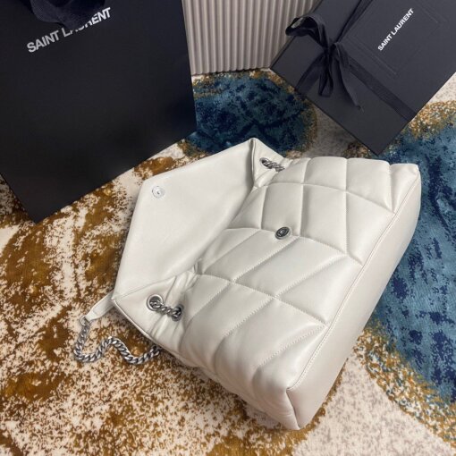 Replica Saint Laurent Puffer Medium Chain Bag In Ivory Lambskin 5