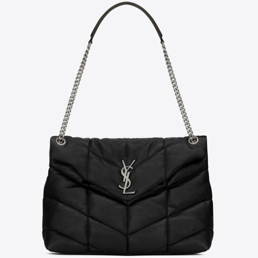 Replica Saint Laurent Puffer Medium Chain Bag In Noir Lambskin