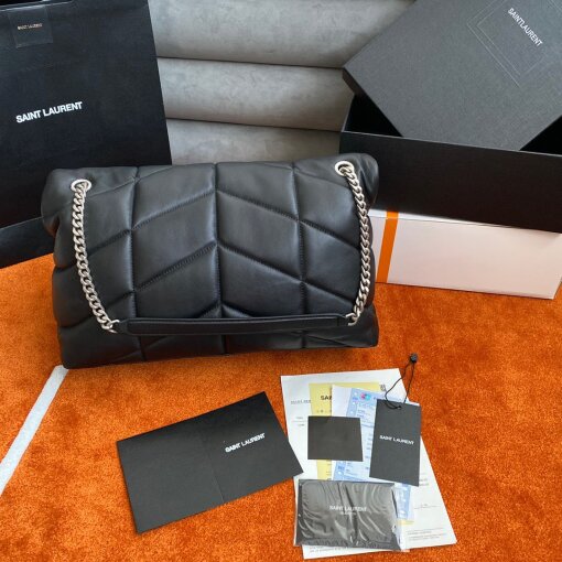 Replica Saint Laurent Puffer Medium Chain Bag In Noir Lambskin 8