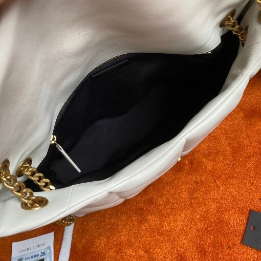 Replica Saint Laurent Puffer Medium Chain Bag In White Lambskin 6