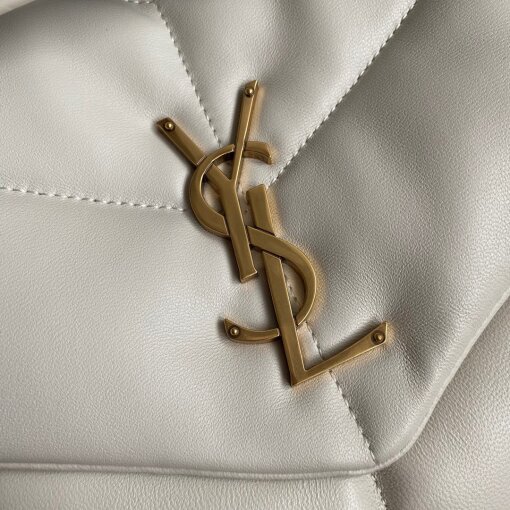 Replica Saint Laurent Puffer Medium Chain Bag In White Lambskin 9