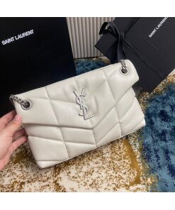 Replica Saint Laurent Puffer Small Chain Bag In Ivory Lambskin