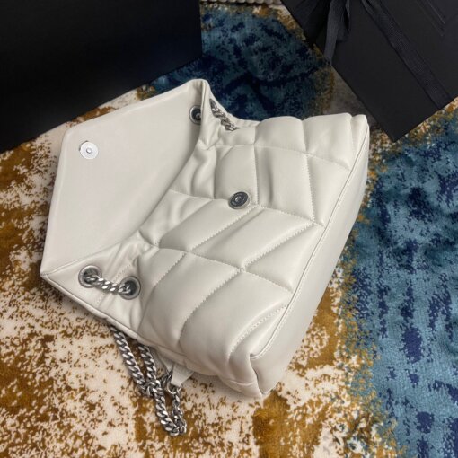 Replica Saint Laurent Puffer Small Chain Bag In Ivory Lambskin 11