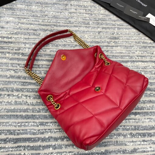 Replica Saint Laurent Puffer Small Chain Bag In Red Lambskin 5