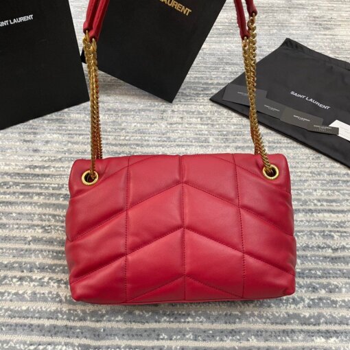 Replica Saint Laurent Puffer Small Chain Bag In Red Lambskin 7