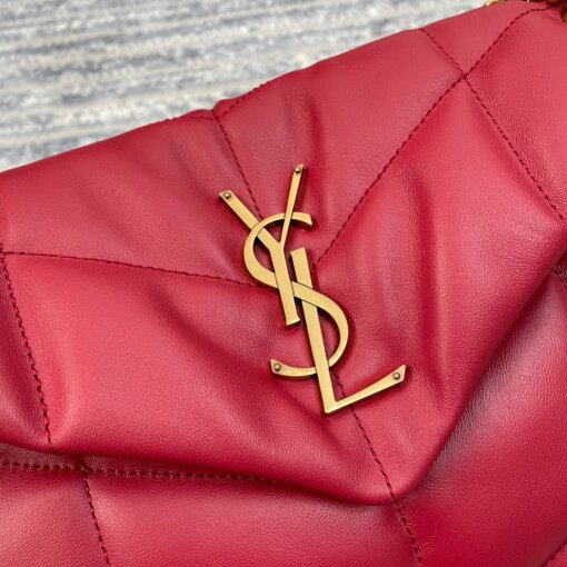 Replica Saint Laurent Puffer Small Chain Bag In Red Lambskin 11