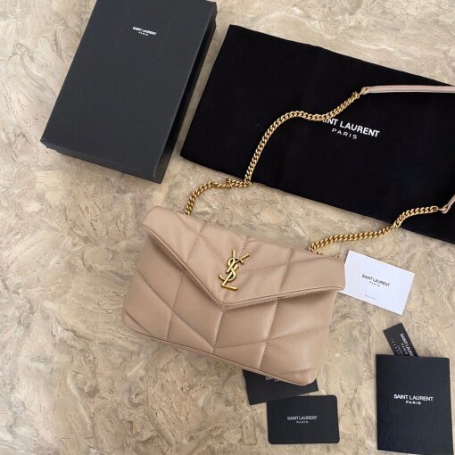 Replica Saint Laurent Puffer Toy Bag In Beige Quilted Lambskin 3