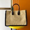 Replica Saint Laurent Rive Gauche Tote Bag in Black Raffia Crochet 12