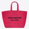 Replica Saint Laurent Rive Gauche Tote Bag in Black Raffia Crochet 11