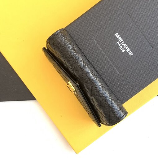 Replica Saint Laurent Small Envelope Wallet in Black Matelasse Leather 5