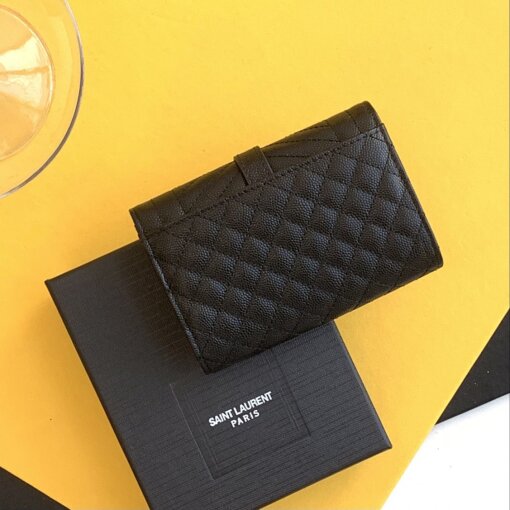 Replica Saint Laurent Small Envelope Wallet in Black Matelasse Leather 8