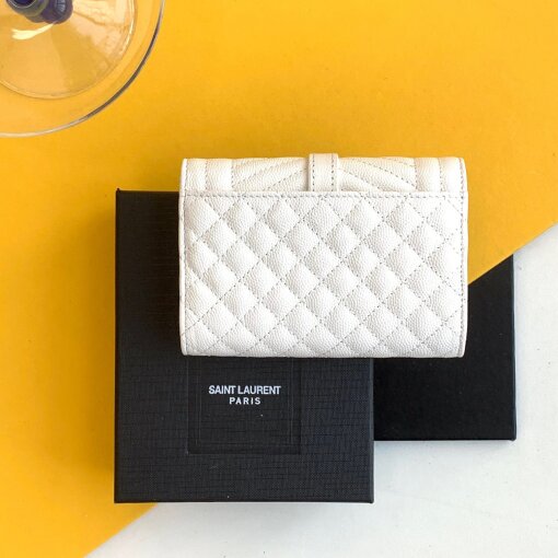 Replica Saint Laurent Small Envelope Wallet in White Matelasse Leather 8