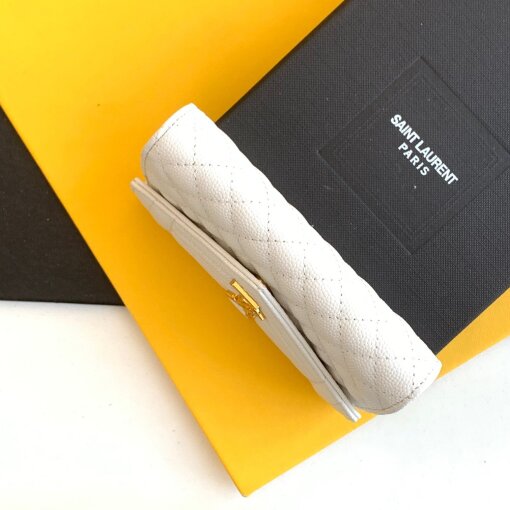 Replica Saint Laurent Small Envelope Wallet in White Matelasse Leather 9